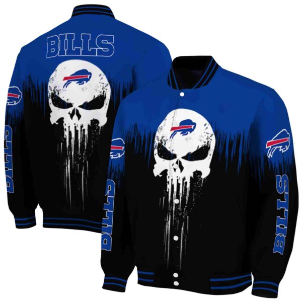 buffalo bills punisher skull blue black white jacket fashion forward jacketwow