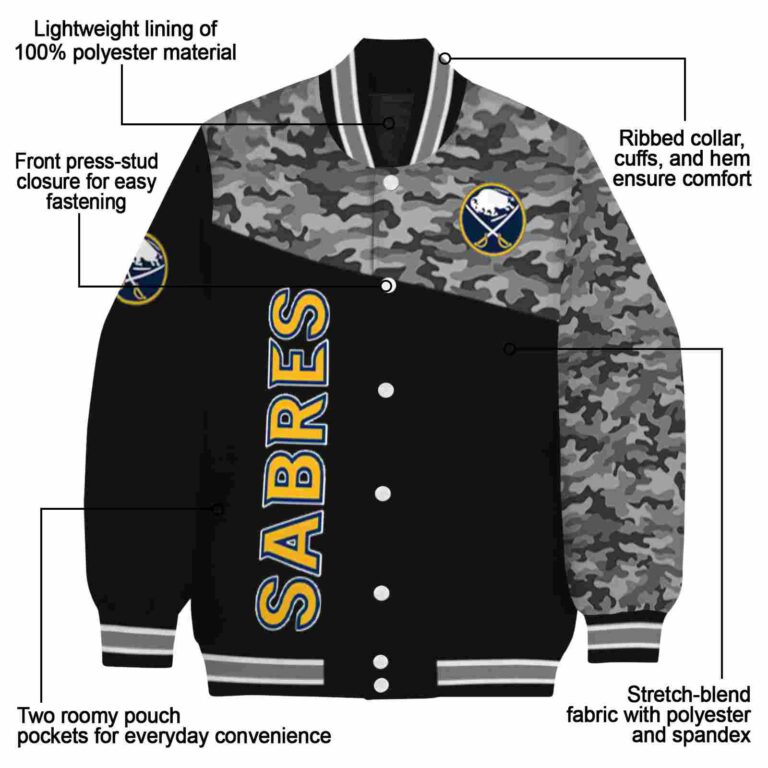 buffalo sabres camo patchwork black jacket new arrival jacketwow