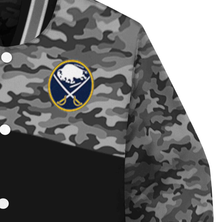 buffalo sabres camo patchwork black jacket premium grade jacketwow