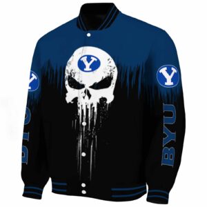 byu cougars punisher skull blue black white jacket best selling jacketwow