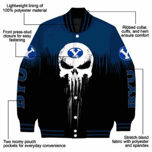 byu cougars punisher skull blue black white jacket new arrival jacketwow