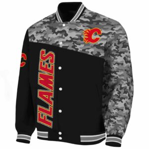 calgary flames camo patchwork black jacket best selling jacketwow