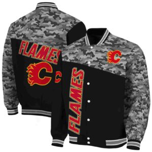 calgary flames camo patchwork black jacket fashion forward jacketwow