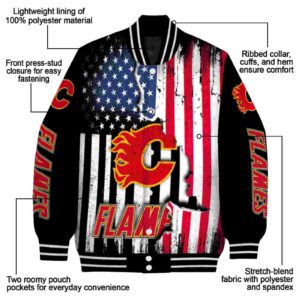 calgary flames patriotic theme black jacket new arrival jacketwow
