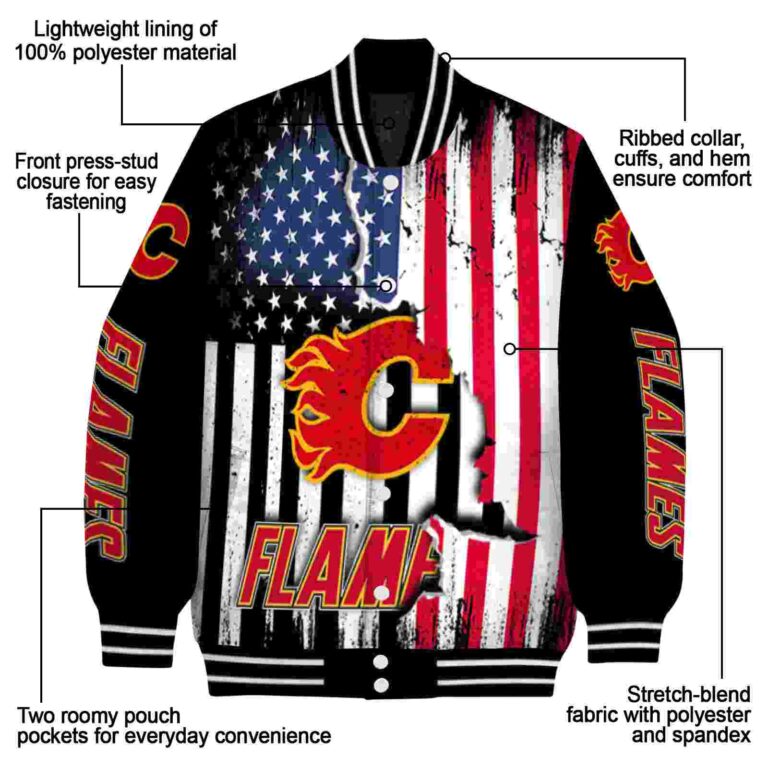 calgary flames patriotic theme black jacket new arrival jacketwow