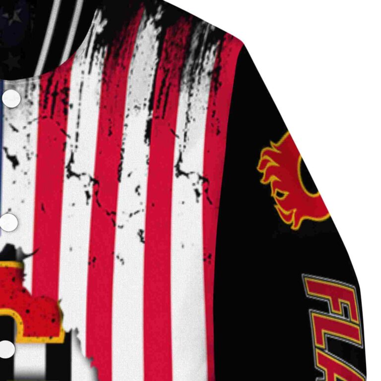 calgary flames patriotic theme black jacket premium grade jacketwow