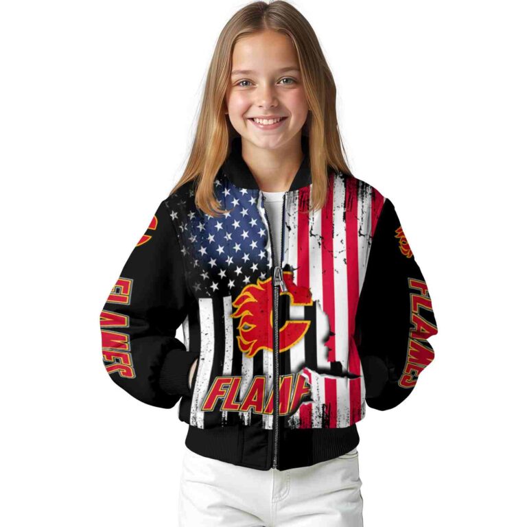 calgary flames patriotic theme black jacket top rated jacketwow
