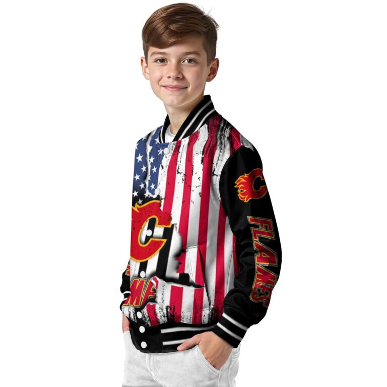 calgary flames patriotic theme black jacket trendy jacketwow