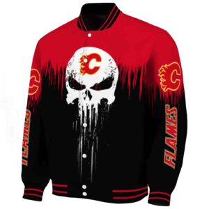 calgary flames punisher skull red black white jacket best selling jacketwow