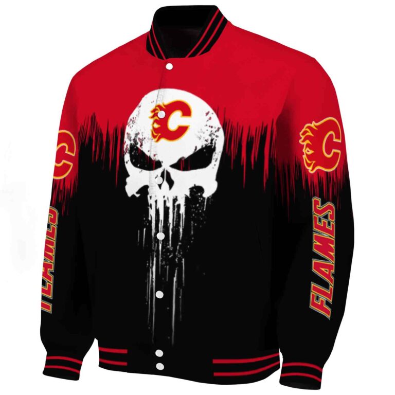 calgary flames punisher skull red black white jacket best selling jacketwow