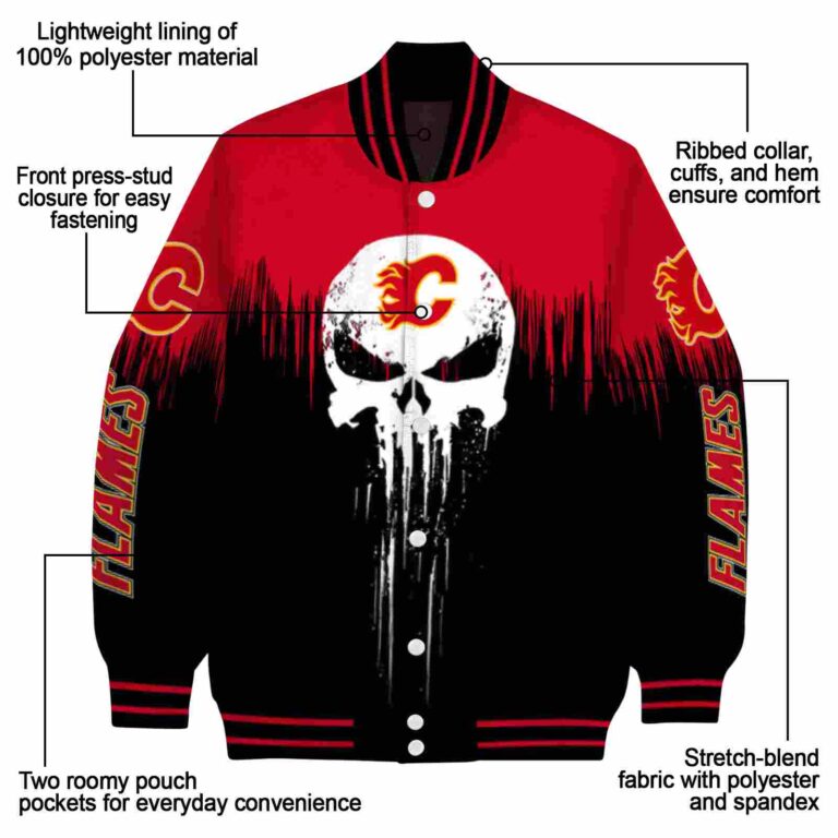 calgary flames punisher skull red black white jacket new arrival jacketwow