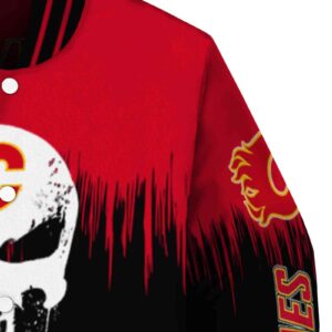 calgary flames punisher skull red black white jacket premium grade jacketwow