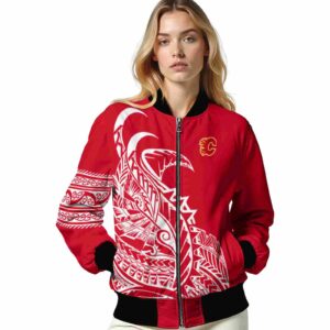 calgary flames tribal art red white black jacket latest model jacketwow