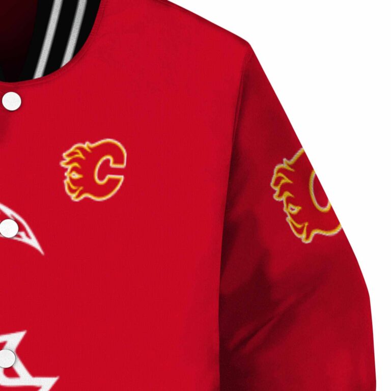 calgary flames tribal art red white black jacket premium grade jacketwow
