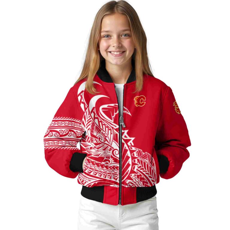 calgary flames tribal art red white black jacket top rated jacketwow