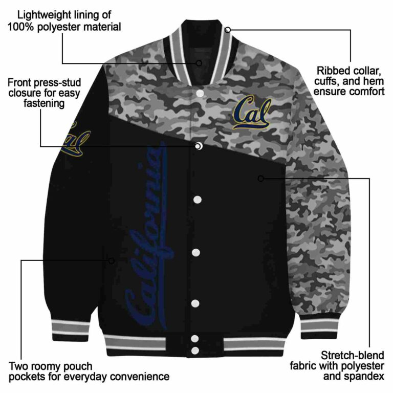 california golden bears camo patchwork black jacket new arrival jacketwow
