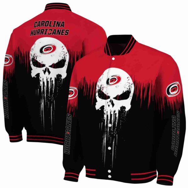 carolina hurricanes punisher skull red black white jacket fashion forward jacketwow