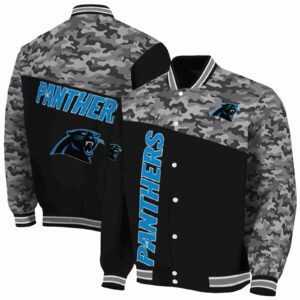 carolina panthers camo patchwork black jacket fashion forward jacketwow