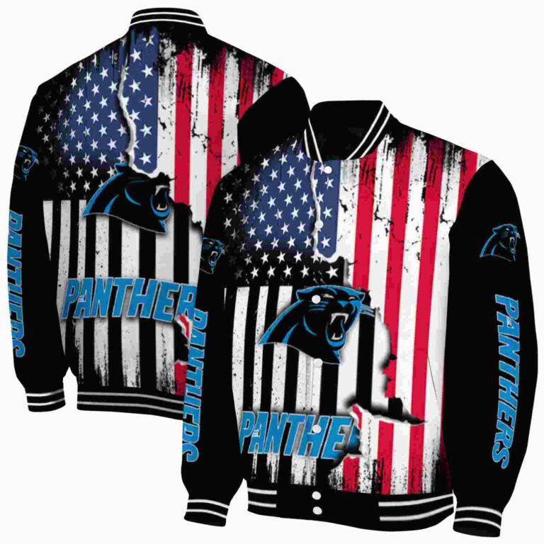 carolina panthers patriotic theme black jacket fashion forward jacketwow