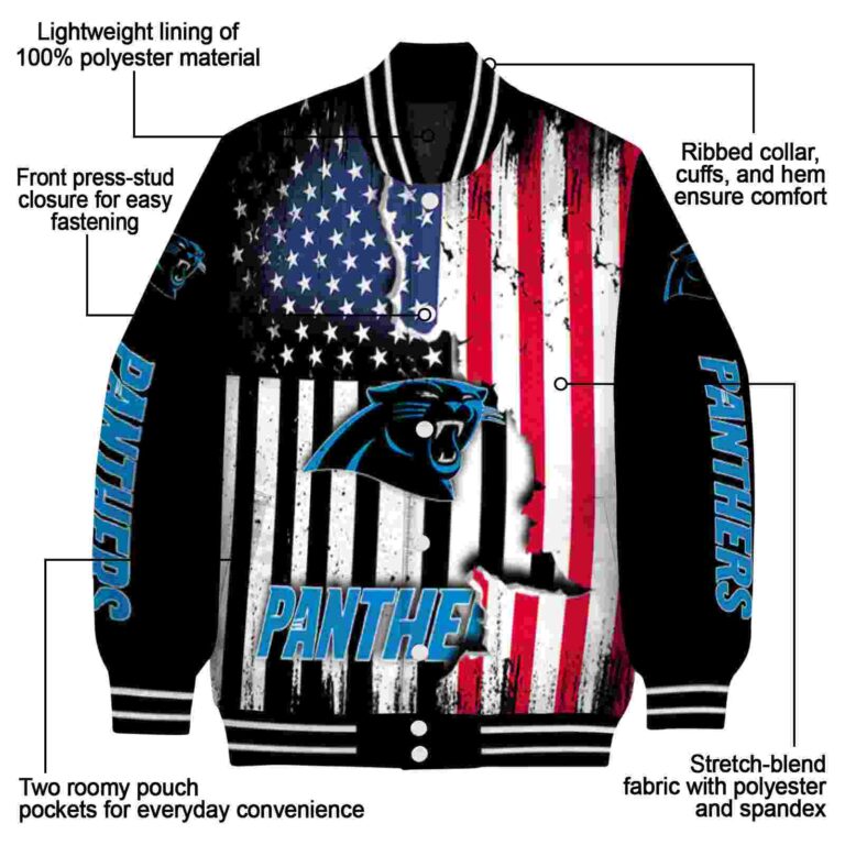 carolina panthers patriotic theme black jacket new arrival jacketwow