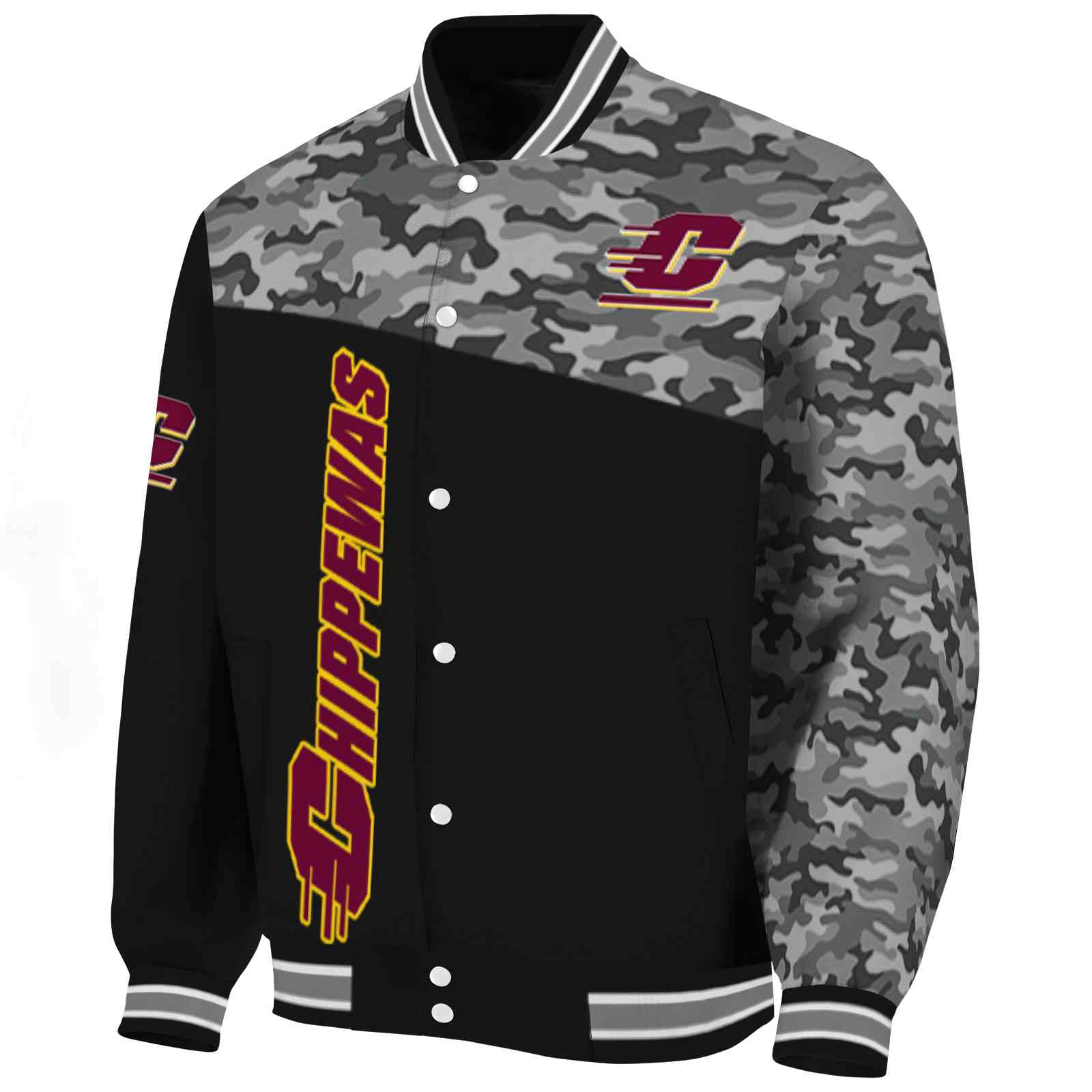 central michigan chippewas camo patchwork black jacket best selling jacketwow central michigan chippewas camo patchwork black jacket best selling jacketwow