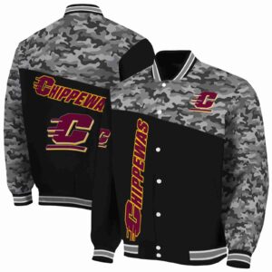 central michigan chippewas camo patchwork black jacket fashion forward jacketwow