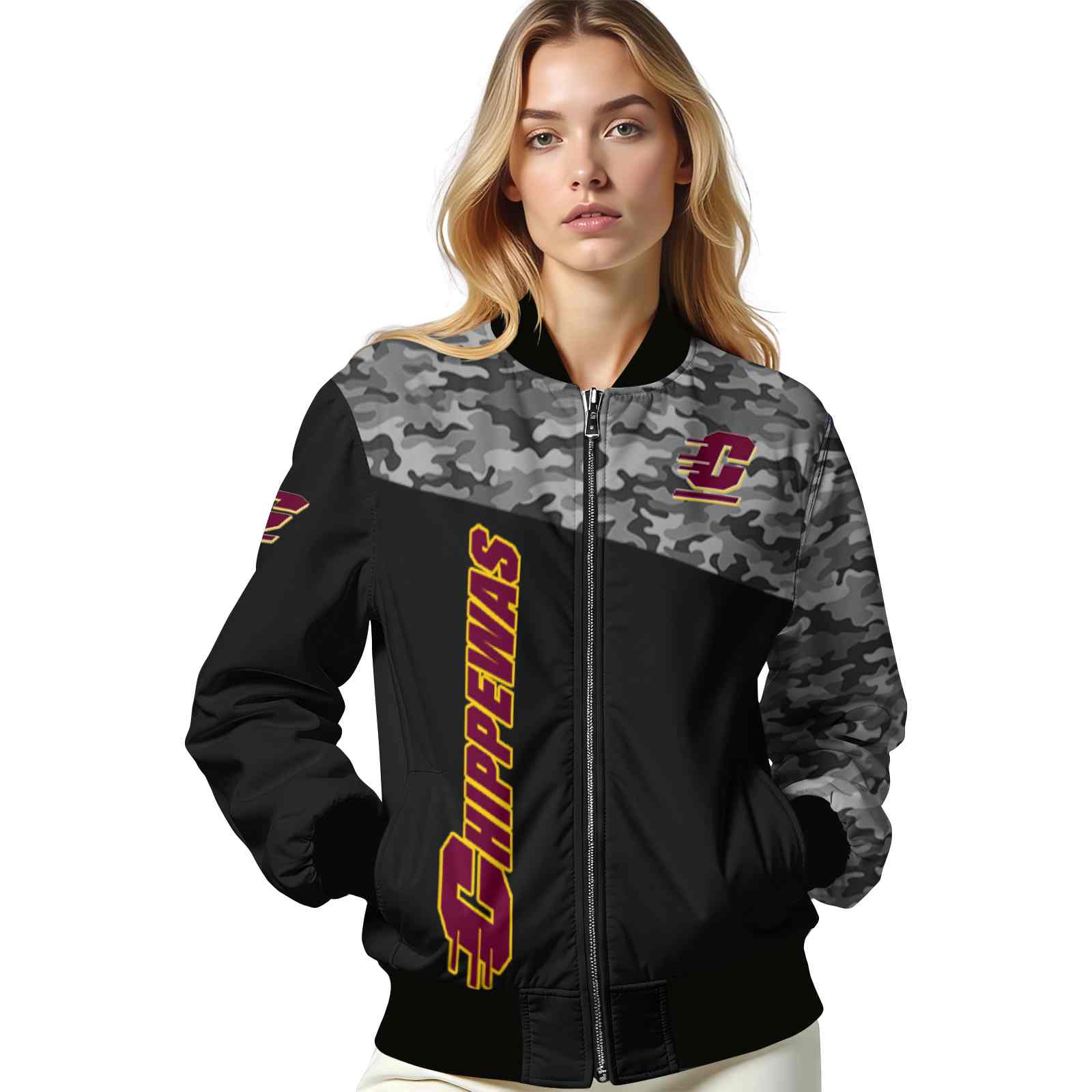 central michigan chippewas camo patchwork black jacket latest model jacketwow central michigan chippewas camo patchwork black jacket latest model jacketwow