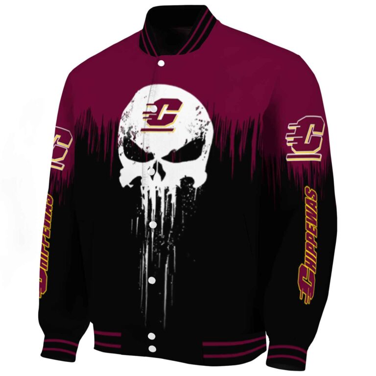 central michigan chippewas punisher skull maroon black white jacket best selling jacketwow
