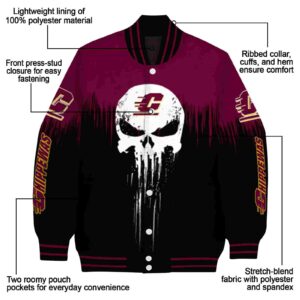 central michigan chippewas punisher skull maroon black white jacket new arrival jacketwow