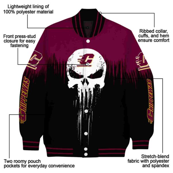 central michigan chippewas punisher skull maroon black white jacket new arrival jacketwow