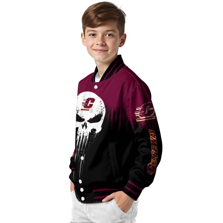 central michigan chippewas punisher skull maroon black white jacket trendy jacketwow