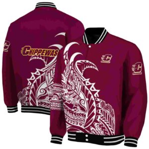 central michigan chippewas tribal art maroon white black jacket fashion forward jacketwow