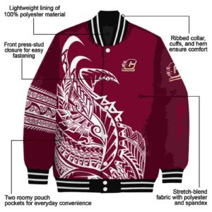 central michigan chippewas tribal art maroon white black jacket new arrival jacketwow