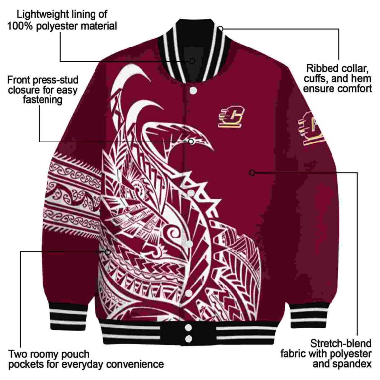 central michigan chippewas tribal art maroon white black jacket new arrival jacketwow