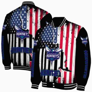 charlotte hornets patriotic theme black jacket fashion forward jacketwow
