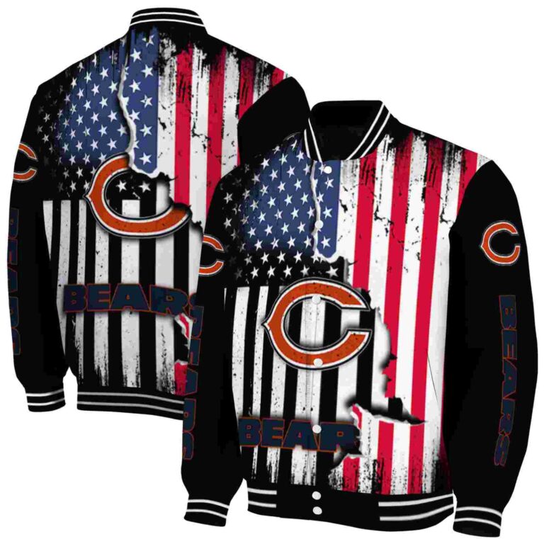 chicago bears patriotic theme black jacket fashion forward jacketwow