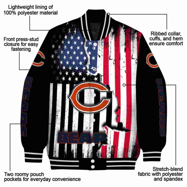 chicago bears patriotic theme black jacket new arrival jacketwow