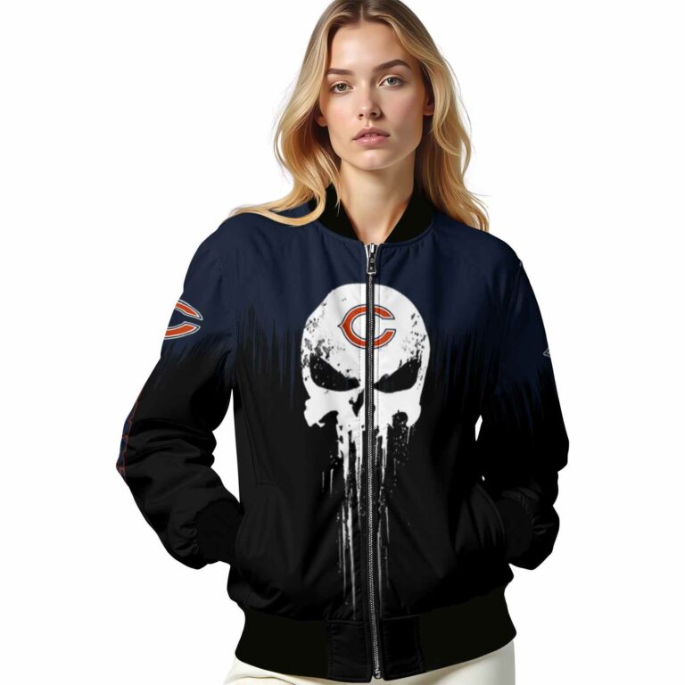 chicago bears punisher skull blue black white jacket latest model jacketwow
