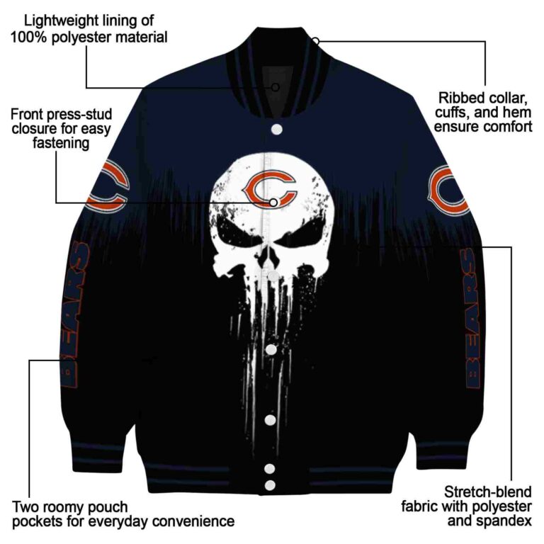 chicago bears punisher skull blue black white jacket new arrival jacketwow