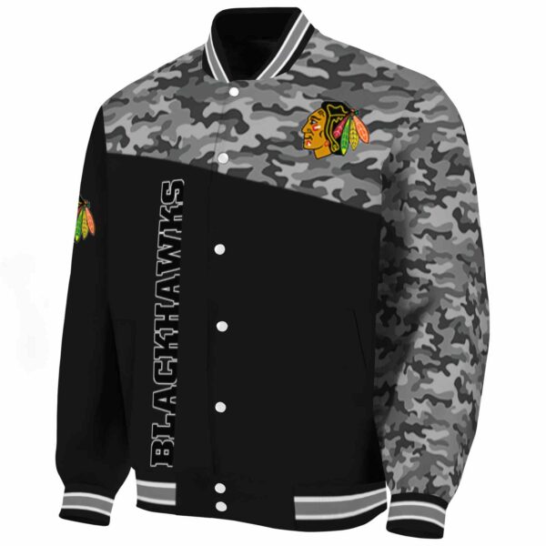 chicago blackhawks camo patchwork black jacket best selling jacketwow
