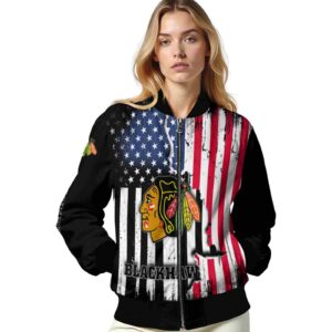 chicago blackhawks patriotic theme black jacket latest model jacketwow