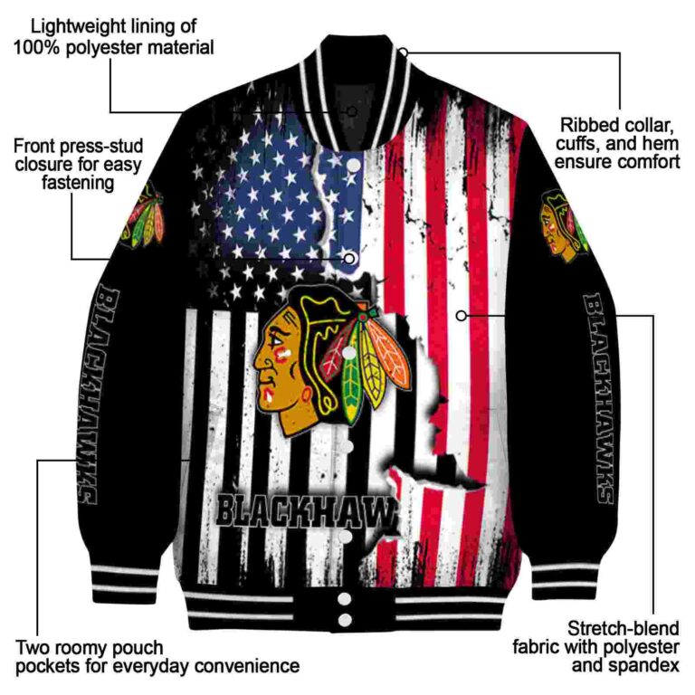 chicago blackhawks patriotic theme black jacket new arrival jacketwow