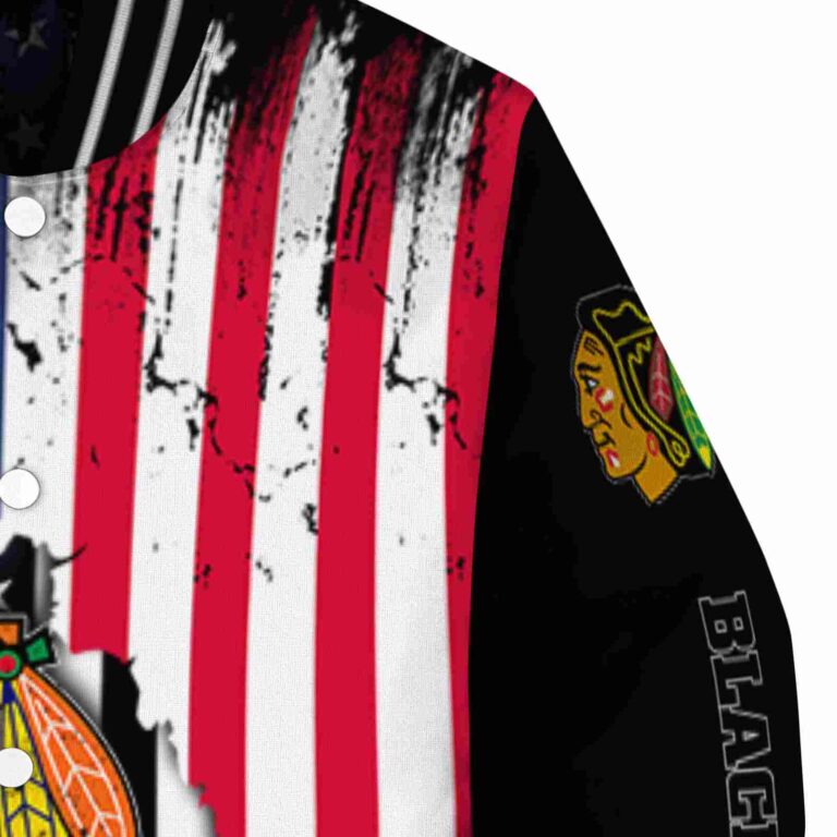 chicago blackhawks patriotic theme black jacket premium grade jacketwow