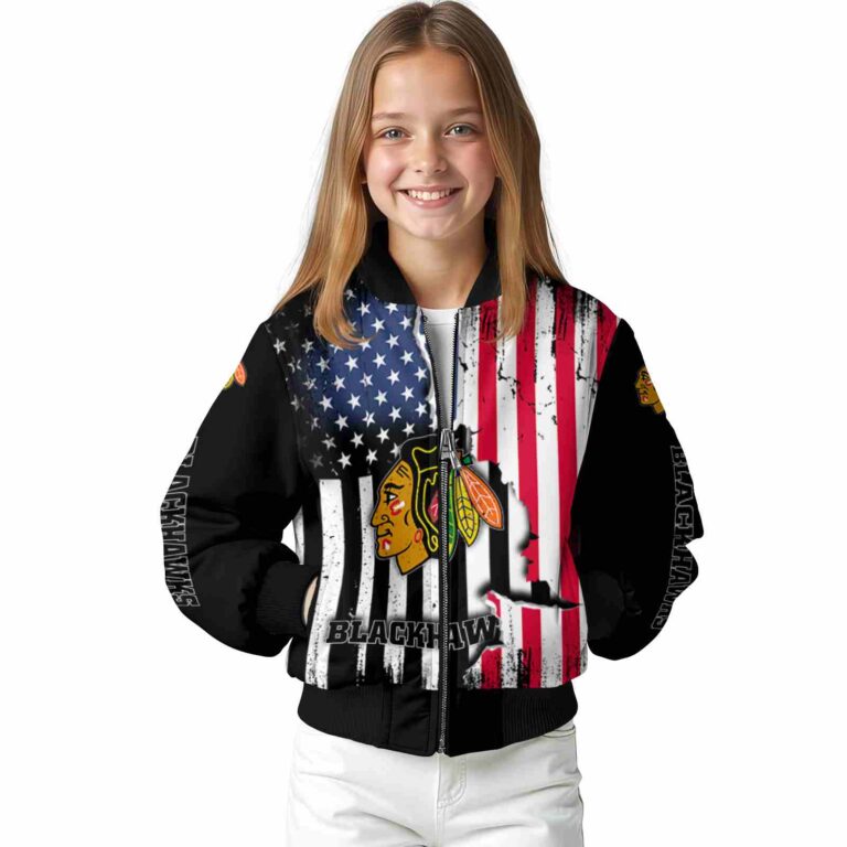 chicago blackhawks patriotic theme black jacket top rated jacketwow