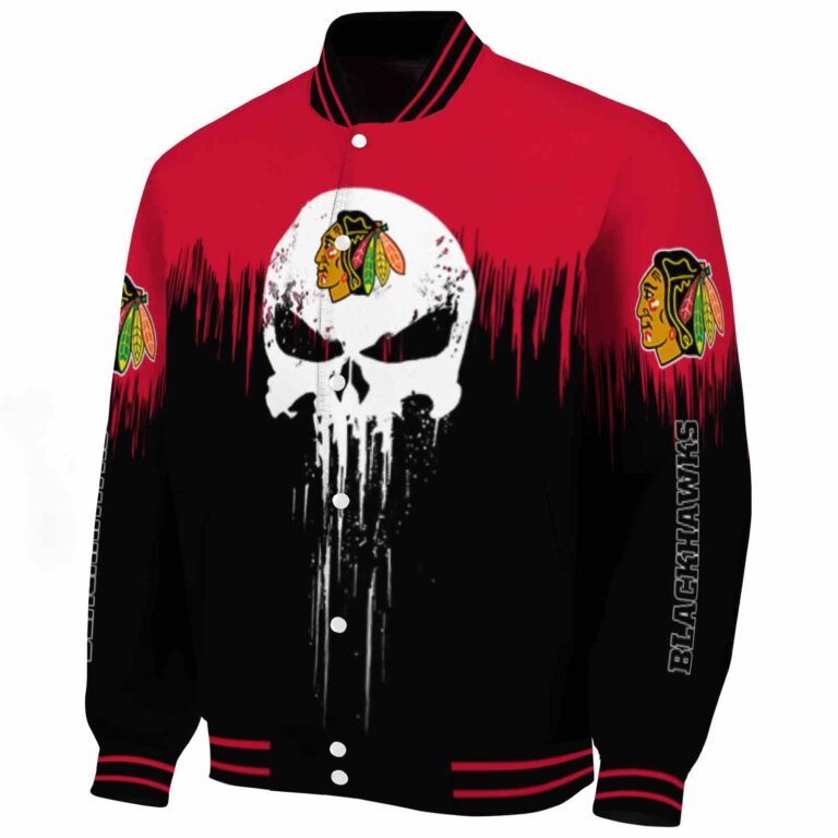chicago blackhawks punisher skull red black white jacket best selling jacketwow