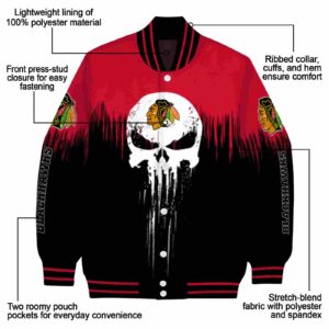 chicago blackhawks punisher skull red black white jacket new arrival jacketwow