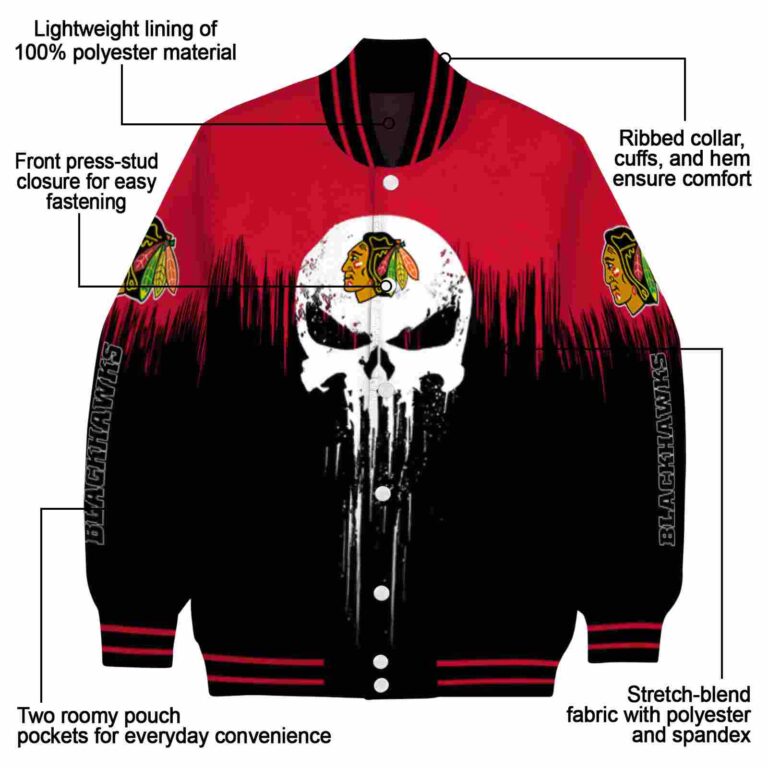chicago blackhawks punisher skull red black white jacket new arrival jacketwow