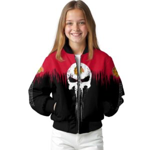 chicago blackhawks punisher skull red black white jacket top rated jacketwow