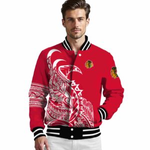 chicago blackhawks tribal art red white black jacket high quality jacketwow