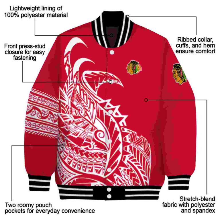 chicago blackhawks tribal art red white black jacket new arrival jacketwow